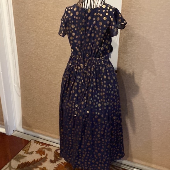 Modcloth Navy Blue and gold polka dot Only You dress - Picture 6 of 7